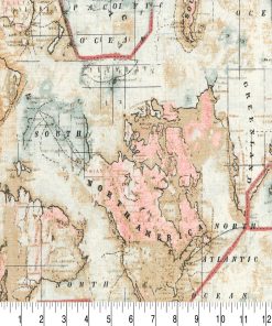 Novelty Cotton Fabric Map Exploration