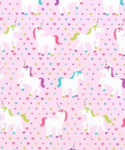 Novelty Cotton Fabric 43 Unicorns   Hearts