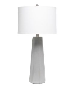 All The Rages Concrete Pillar Table Lamp with White Fabric Shade