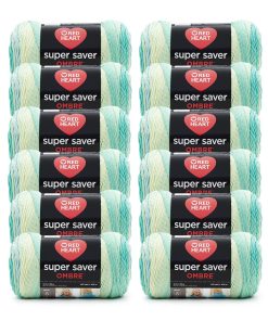 Red Heart Super Saver Ombre 482yds Worsted Acrylic Yarn 12 Bundle