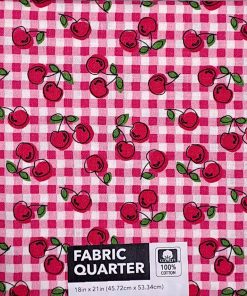 18 x 21 Pink Cherries Novelty Cotton Fabric Quarter 1pc