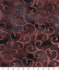 Rose Gold Swirl Brown Harvest Foil Cotton Fabric - 1