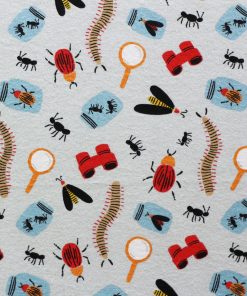 White Bug Catcher Super Snuggle Flannel Fabric