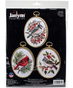 Janlynn 3 x 4 Winter Birds Embroidery Kit 3ct