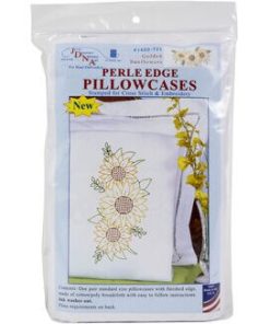 Jack Dempsey Golden Sunflowers Stamped Perle Edge Pillowcases 2pk