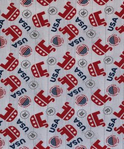 Republican Elephants Toss Patriotic Cotton Fabric