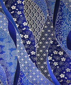 Premium Prints Metallic Cotton Fabric Zentangle Waves Pink