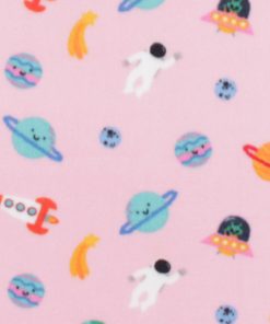 Space Icons on Pink Anti Pill Fleece Fabric by POP!
