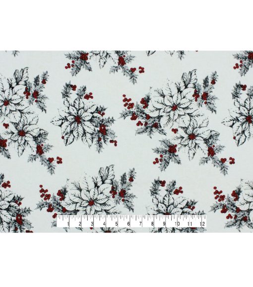 White Poinsettia Super Snuggle Flannel Fabric - Image 4