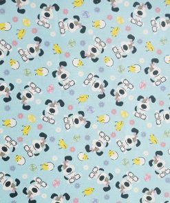 Dog on Blue Easter Glitter Cotton Fabric