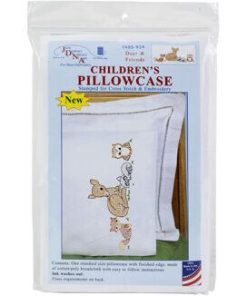 Jack Dempsey Deer   Friends Children s Stamped Perle Edge Pillowcase