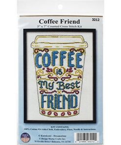 Design Works 5 x 7 Coffee Friend Counted Cross Stitch Kit