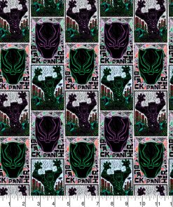 Black Panther Linocut Poster Cotton Fabric