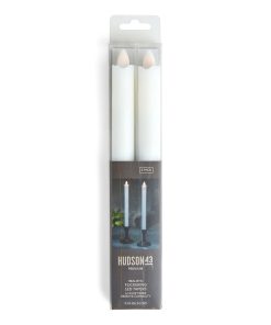 10 LED White Wave Edge Ivory Taper Candles 2pk by Hudson 43