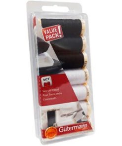 Gutermann Sew-All Thread Set   7 Spools-Black   White