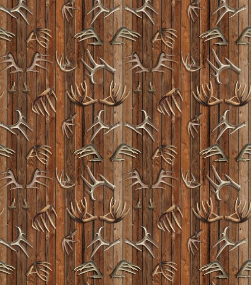 Brown Antlers Novelty Cotton Fabric - Image 2