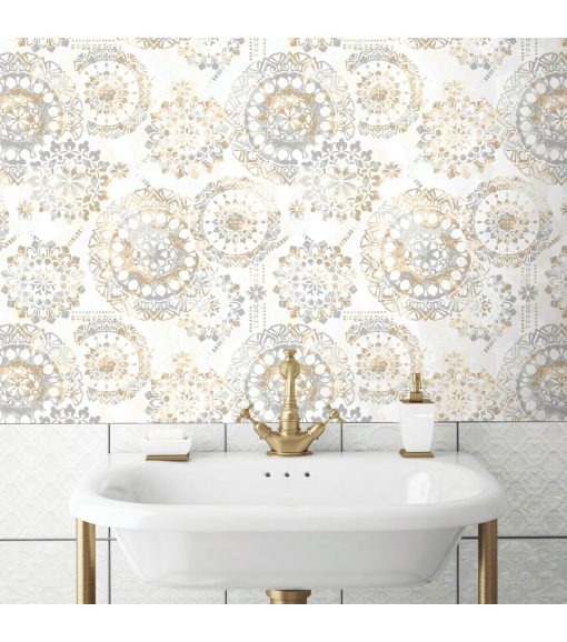 RoomMates Wallpaper Tan   Blue Bohemian - Image 4