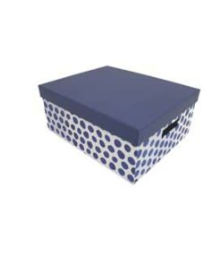 13.5 Blue Dots Rectangle Box With Cut Out Handles by Place   Time