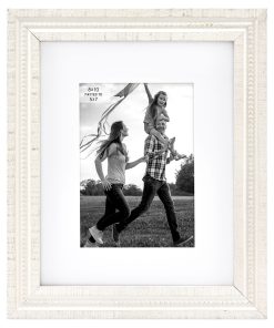 8 x 10 Matted to 5 x 7 Austin White Beaded Tabletop Picture Frame