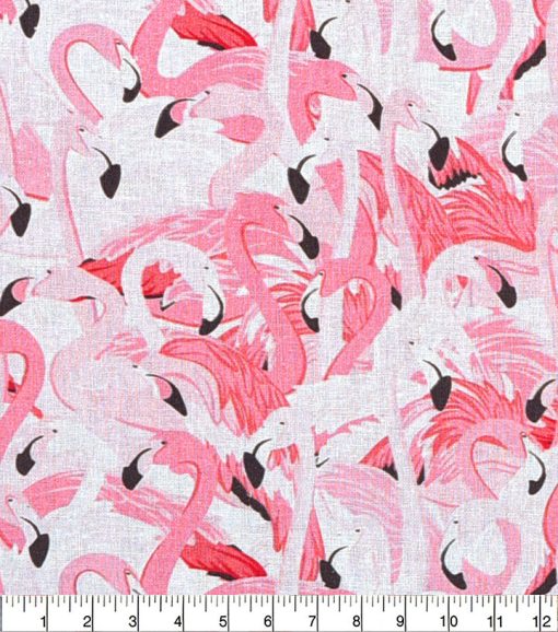 Pink Packed Flamingos Novelty Cotton Fabric - Image 2