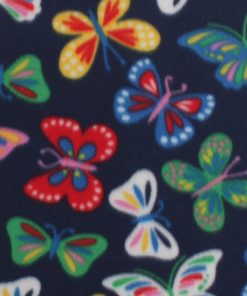 Multicolor Butterflies on Navy Blizzard Fleece Fabric