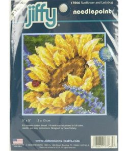 Dimensions 5 x 5 Sunflowe   Ladybug Mini Needlepoint Kit