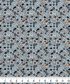 Brown Gray Mini Floral Harvest Print Cotton Fabric