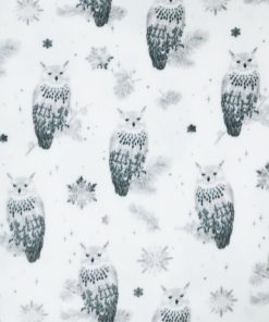 Owls on White Anti Pill Fleece Fabric