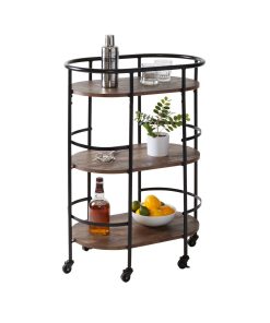 Honey Can Do 35 Black 3 Tier Rolling Bar   Serving Cart