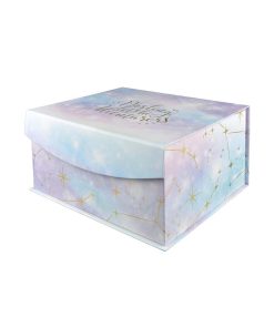 12 x 10 Blue Holographic Gold Foil Flip Top Box by Place   Time