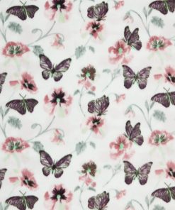 Pink Floral   Butterflies Anti Pill Fleece Fabric