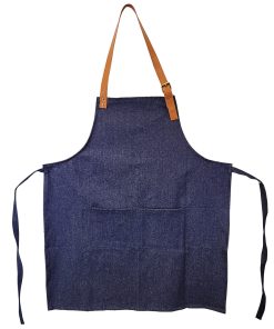 Unisex Apron with Adjustable Vegan Leather Straps   Denim