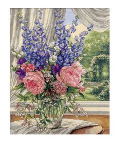 Dimensions 16 x 19 Peonies   Delphiniums Counted Cross Stitch Kit