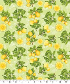 Springs Creative Yellow Botanical Lemons Novelty Cotton Fabric