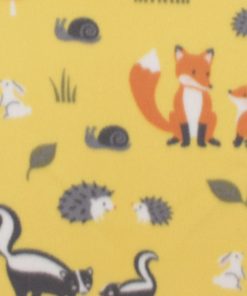 Woodland Animals on Yellow Blizzard Fleece Fabric