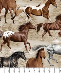Wild Horses Running Novelty Cotton Fabric