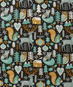 Woodland Animals   Trees Super Snuggle Christmas Flannel Fabric