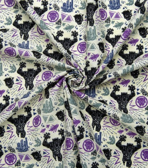 Black Panther Linocut Attack Cotton Fabric - Image 4
