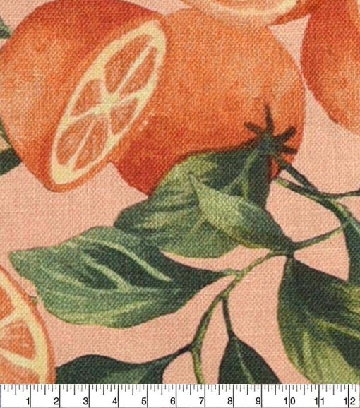 Oranges   Blossoms Novelty Cotton Fabric - Image 2