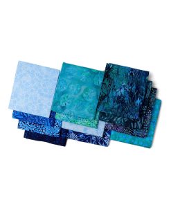 18 x 22 Blue Water Lilies Cotton Fabric Quarter Bundle 12pc