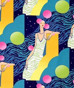 Alexander Henry Lola on Dark Blue Premium Cotton Fabric