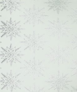Silver Foil Snowflakes on White Pure Plush Fleece Fabric