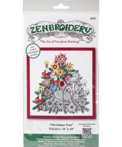Design Works 10 Christmas Tree Zenbroidery Stamped Embroidery Kit