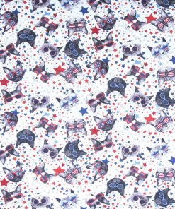 Patriotic Kitties With Sunglasses Patriotic Cotton Fabric