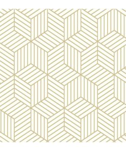 RoomMates Wallpaper White   Gold Hexagon