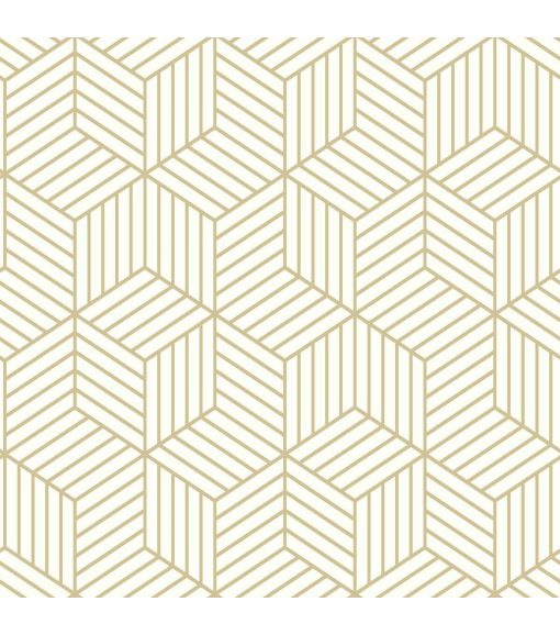 RoomMates Wallpaper White   Gold Hexagon