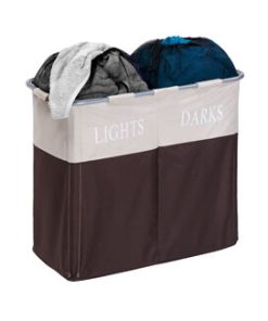 Honey Can Do 25 x 21.5 Brown   Taupe Dual Compartment Laundry Hamper