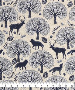 Navy Packed Forest Scenery Super Snuggle Flannel Fabric