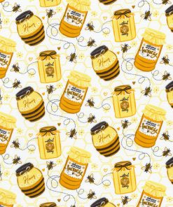Yellow Honey Pots Novelty Cotton Fabric