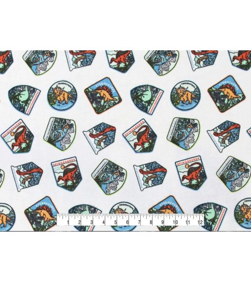 Dino Badges Super Snuggle Flannel Fabric - Image 4